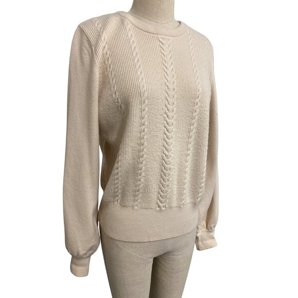 Philosophy Republic Clothing Women's Cable Knit Sweater Beige Elegant Design - Picture 2 of 11